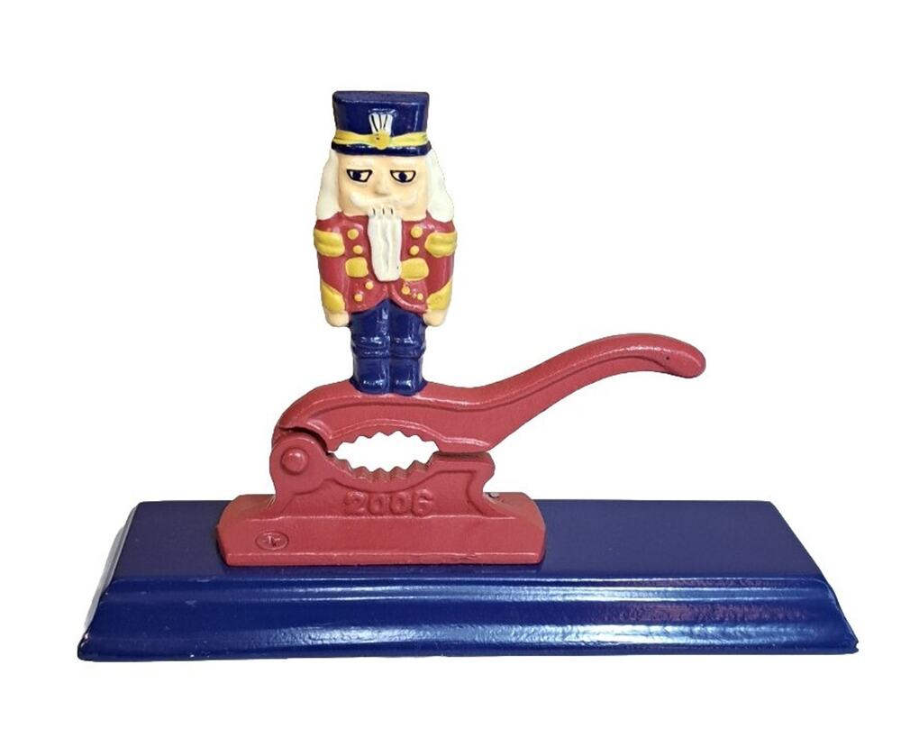 Vintage Houston Harvest Nutcracker Figurine Cast Iron Wood Base Christmas Decor